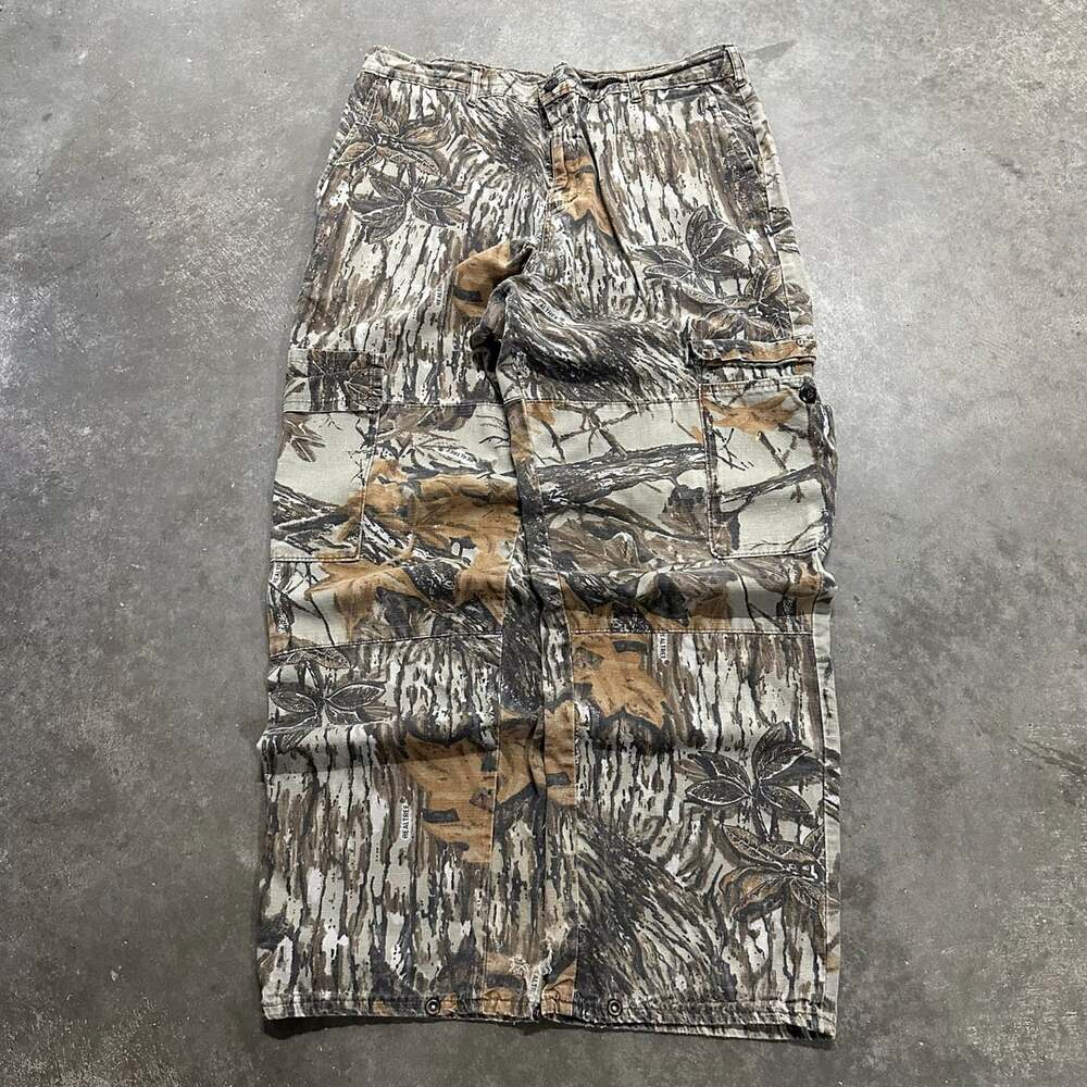 90’s Gander Mountain Realtree Camo Cargo Pants Made USA Hunting Baggy 36x30